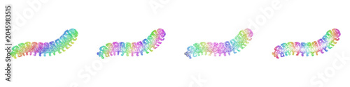 Quadro su tela Multicolor sketch millipede icon design set
