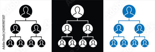 Bild auf Leinwand Organizational chart icon set isolated on white and black background
