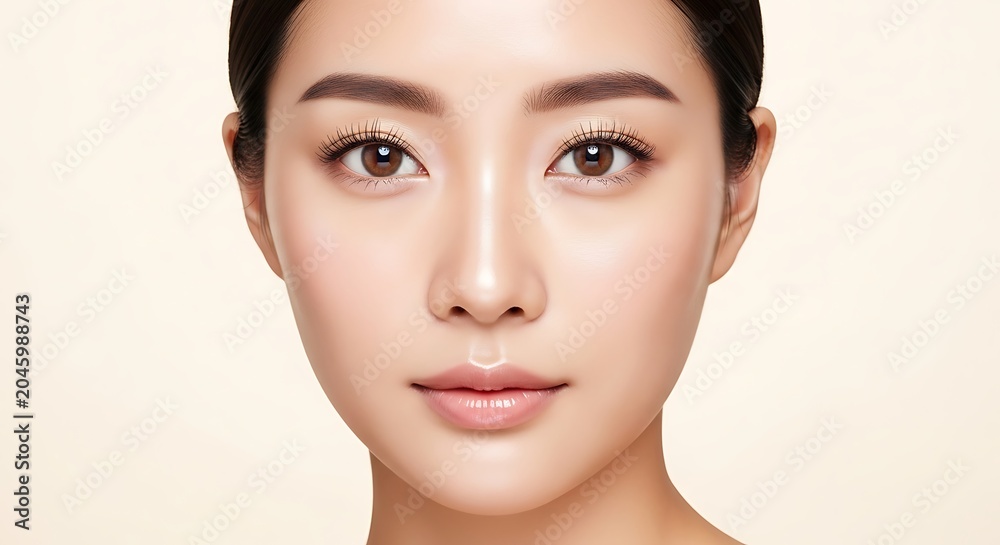 Fototapeta premium Portrait of a young asian woman with flawless glowing skin