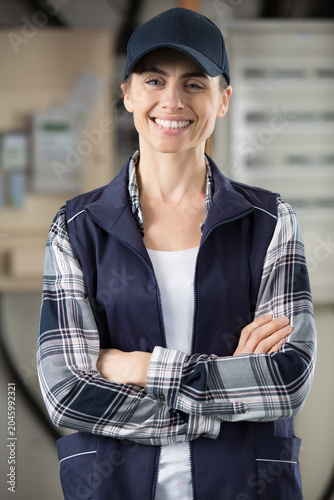 woman happy worker smiling at the camera