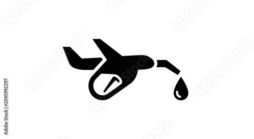 Minimalist icon of an airplane integrated with a fuel pump nozzle.