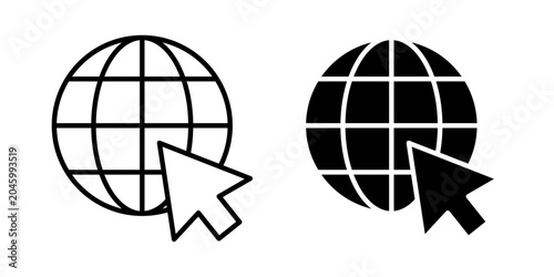 Internet network icon in outline and solid style, isolated on white background. Ideal for connectivity, web infrastructure, and digital communication features in mobile and web design