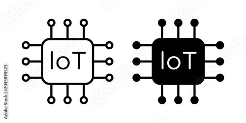
IoT icon in outline and solid style, isolated on white background. Perfect for Internet of Things, smart devices, and connected network features in mobile and web design