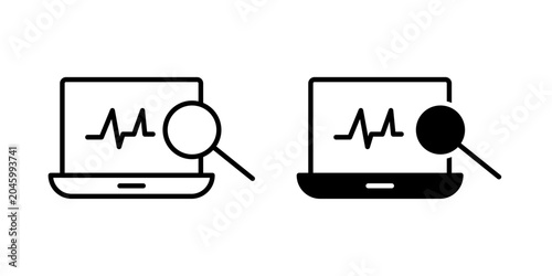 
Smart monitoring icon in outline and solid style, isolated on white background. Ideal for real time tracking, system surveillance, and performance management features in mobile and web design