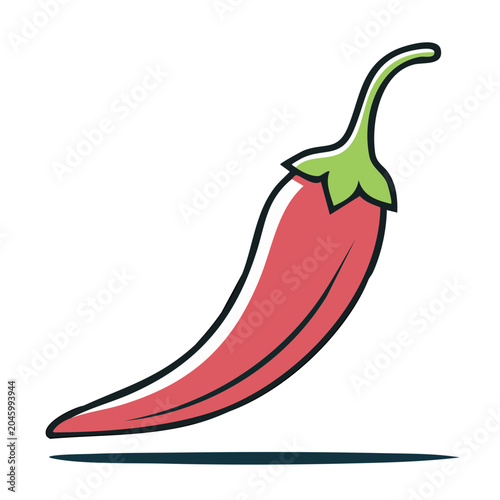 Red chili pepper icon with green stem
