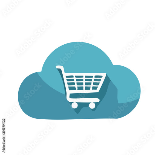 Shopping cart icon inside a cloud