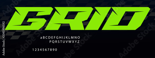 Quadro em tela Grid Racing Font Alphabet — Bold Motorsport Display Typeface Inspired by Startin