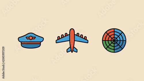 Canvastavla Airplane Pilot Captain Hat And Aviation Navigation Control For Travel Transporta