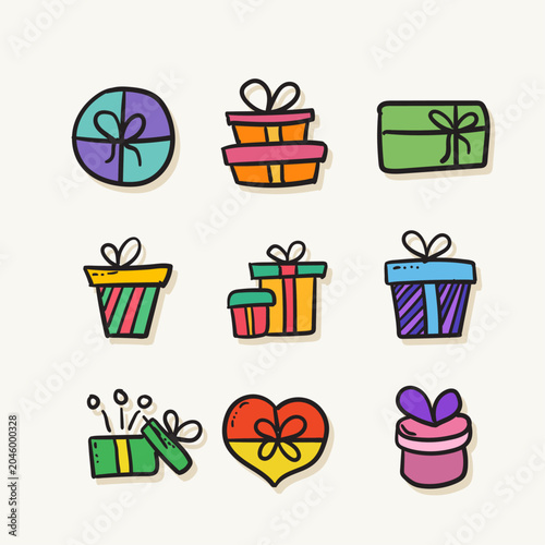Gift Box Doodle Elements Collection
