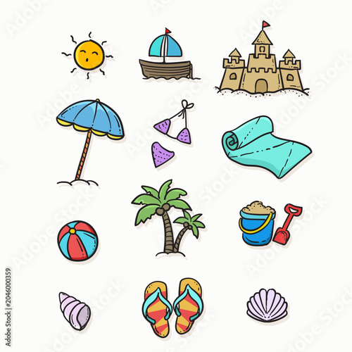 Summer Beach Vacation Elements Collection
