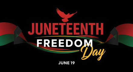 Juneteenth Freedom Day Poster with Bird and Ribbon