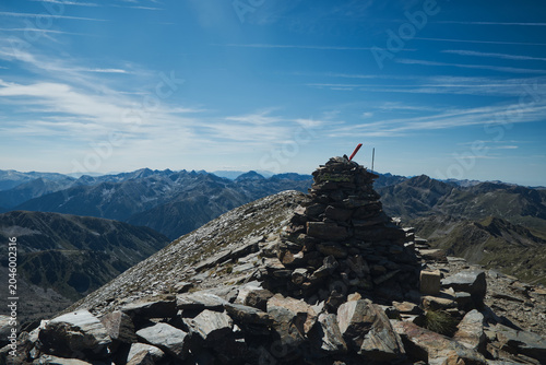 Pic de la Serrera peak summit in Pyrenees mountains on borders between Andorra and France
