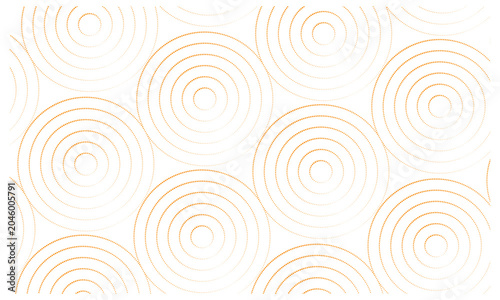 Seamless pattern of golden dotted circles isolated on white background