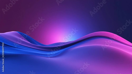 Abstract waves flow with vibrant purple and blue colors in a digital field.