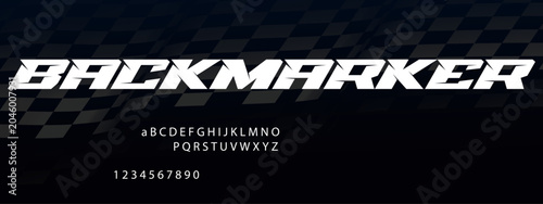 Bild auf Leinwand Backmarker Racing Font Alphabet — High‑Speed Motorsport Display Typeface