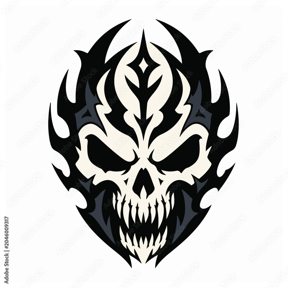Fototapeta premium Edgy Tribal Skull Tattoo Vector Graphic Design