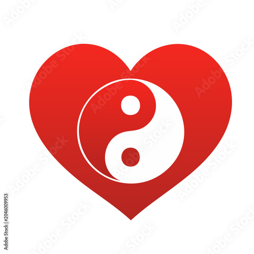 Red Heart with Yin Yang Symbol