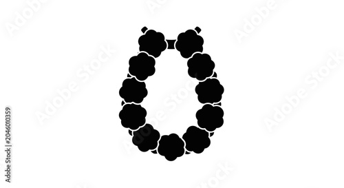 Black silhouette of a traditional Hawaiian flower lei garland necklace.