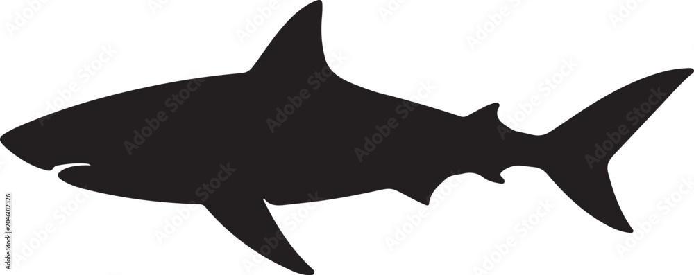 Fototapeta premium Shark silhouette icon vector. Ocean predator symbol isolated on white for logo and design use.