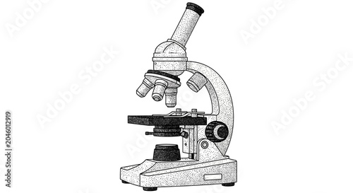 Bild auf Leinwand line art illustration of compound microscope for scientific or educational use