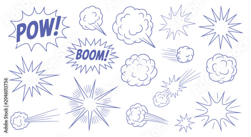 Bilde på lerret Explosion Illustrations With Text Bubbles Vector Style