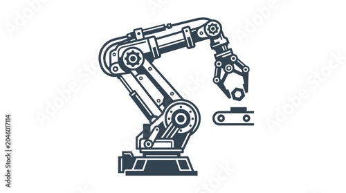 Foto Industrial robotic arm machine technology.