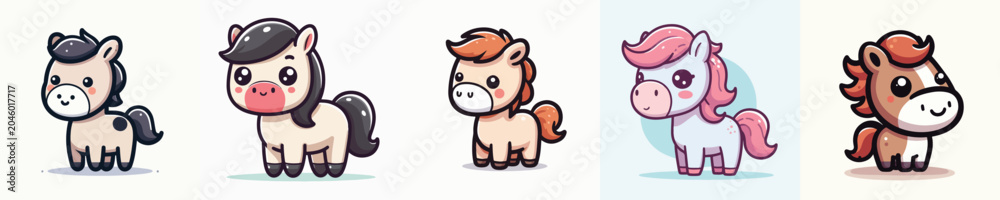 Fototapeta premium cute horse vector in adorable pose