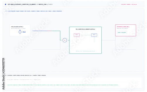Modern data flow diagram vector, technical system architecture infographic, digital workflow process chart with blue and red accents