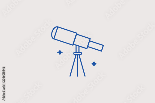 Photos Optical telescope on tripod stand line icon for amateur stargazing for astronomy hobby retail