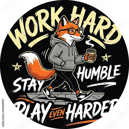 Fuel your hustle with this cool hipster fox mascot! Bold 