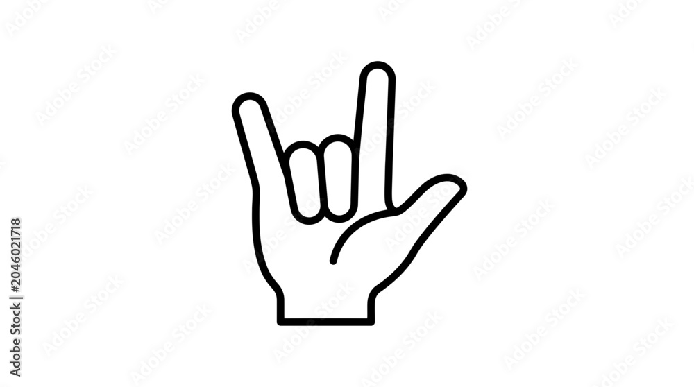 Fototapeta premium Hand outline making rock on or love sign gesture.