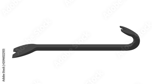 Schilderij op canvas Horizontal black metal crowbar icon on white background.