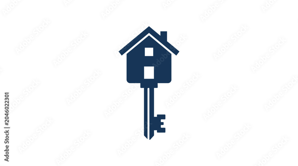 Naklejka premium House shaped key icon for real estate concept.