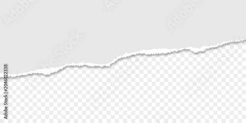 Obraz na płótnie Torn grey paper sheet on transparent png background
