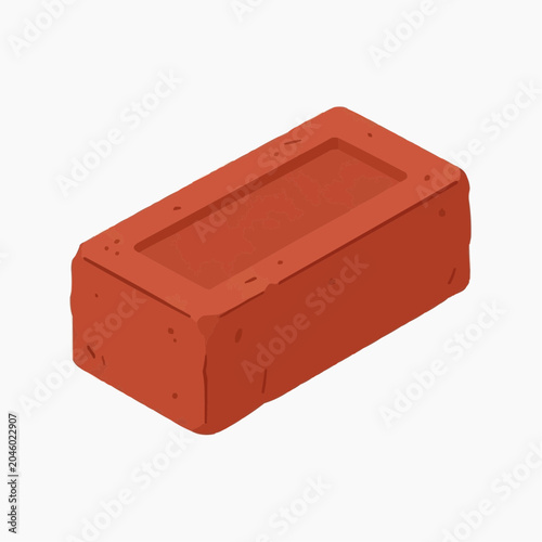 A red brick icon on a white background, illustration of a single brick