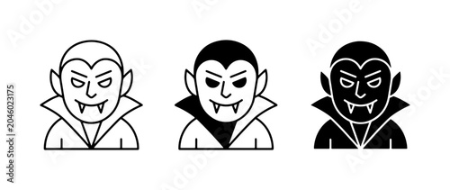 Photos Vampire Icons Set: Dracula, Count, Gothic Character, Halloween Vector Graphics