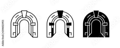 Quadro su tela Inflatable Boat Icons, Vector Set, Outline and Solid Styles, Watercraft Graphics