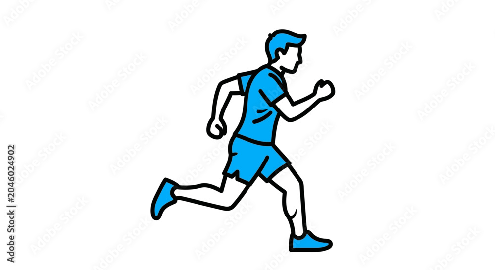 Fototapeta premium Blue Male Runner in Flat Vector Illustration