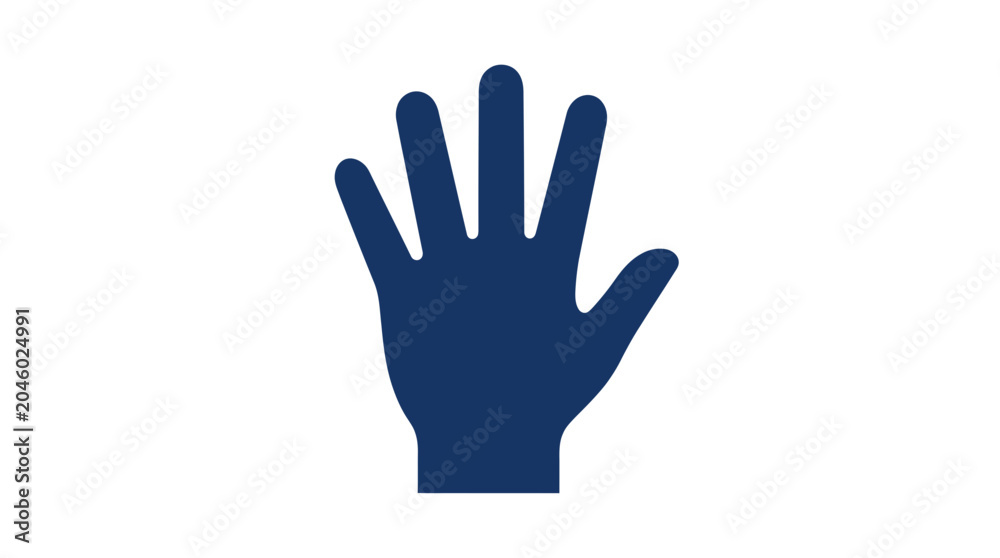 Obraz premium Open hand with five fingers up solid silhouette icon.