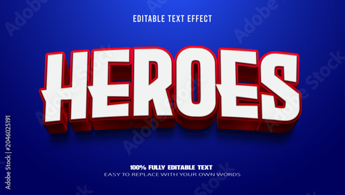 heroes editable text effect 3d text premium