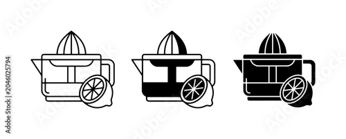 Photos Citrus Juicer Icons, Lemon Squeezer Vector Set, Kitchen Tool Graphics