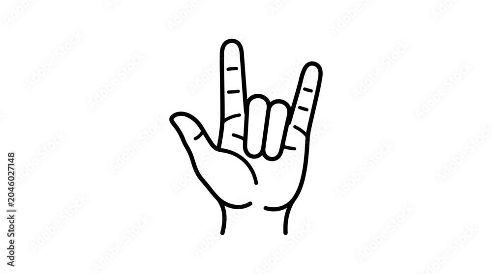 Fototapeta premium Rock on or love hand gesture linear icon.