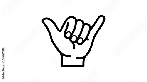 Canvastavla Shaka sign or call me hand gesture line icon.