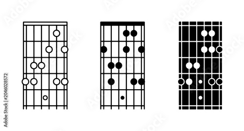 Schilderij op canvas Guitar Fretboard Diagrams, Musical Scales, Chord Charts, Music Theory Visuals, V