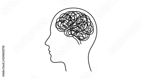 Fényképezés Anxious student amidst tangled thoughts