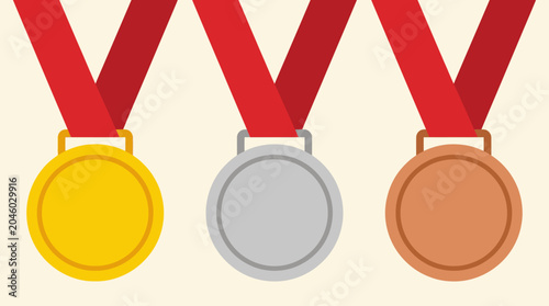 Canvastavla Three medals for first, second, third place winners.