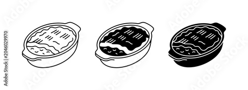 Fotografia Casserole Dish Icons, Baked Food Vector Graphics, Comfort Food Illustrations