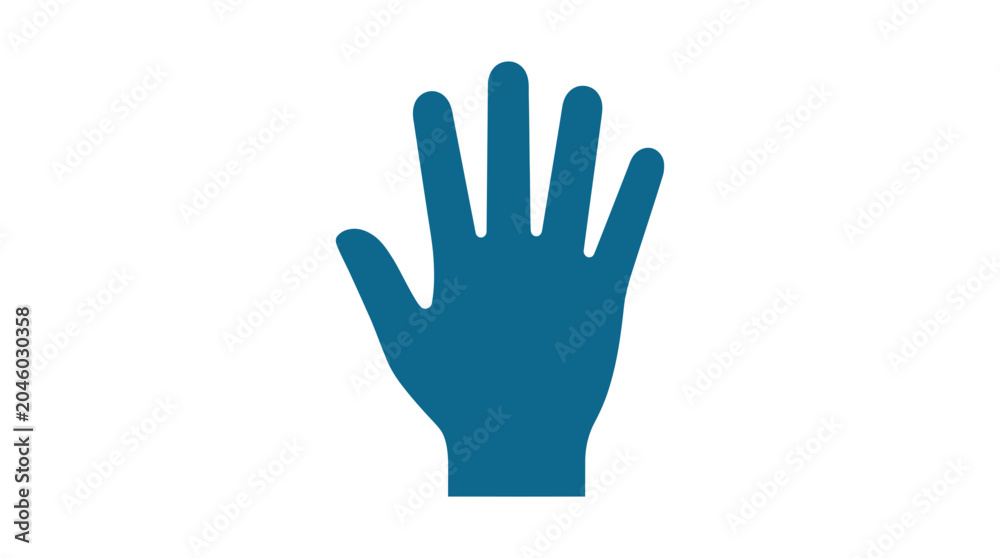 Fototapeta premium Teal solid hand icon showing four fingers.