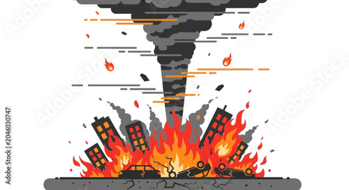 Canvastavla Tornado Disaster City Fire Destruction