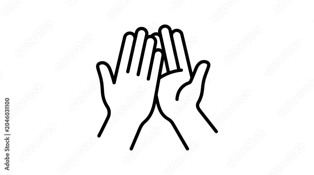 Obraz premium Two hands giving a high five line icon.